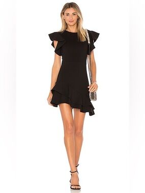 Amanda Uprichard Eclipse Black Ruffle Mini Dress Powerstretch Womens Medium EUC